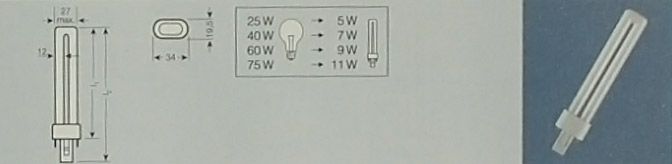Лампа люминесцентная компактная DULUX S  9W/21-840 G23 OSRAM 