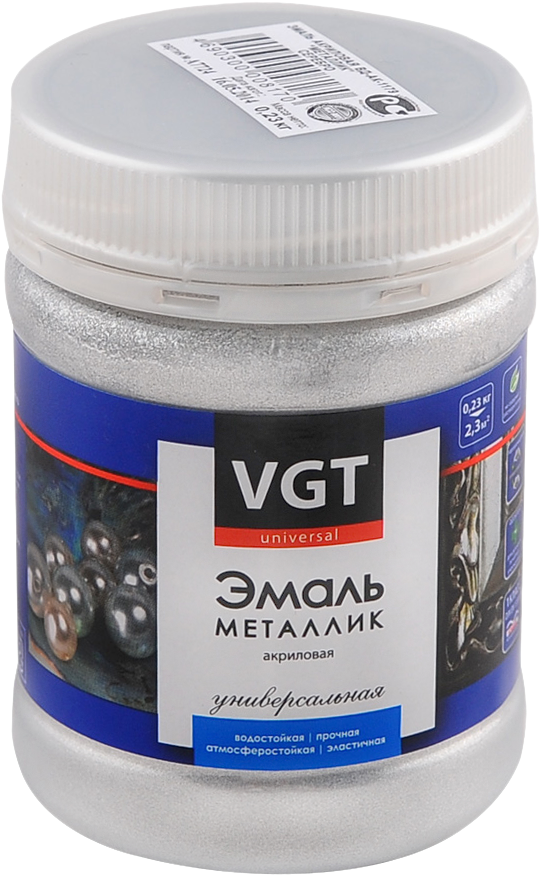 Эмаль VGT ВД-АК-1179 универсальная перламутровая "жидкое серебро" 230гр