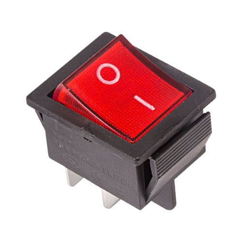 Выключатель клавишный с подсветкой 220V KCD4-101/4PN 16А (ON-OFF) красный 36-2330