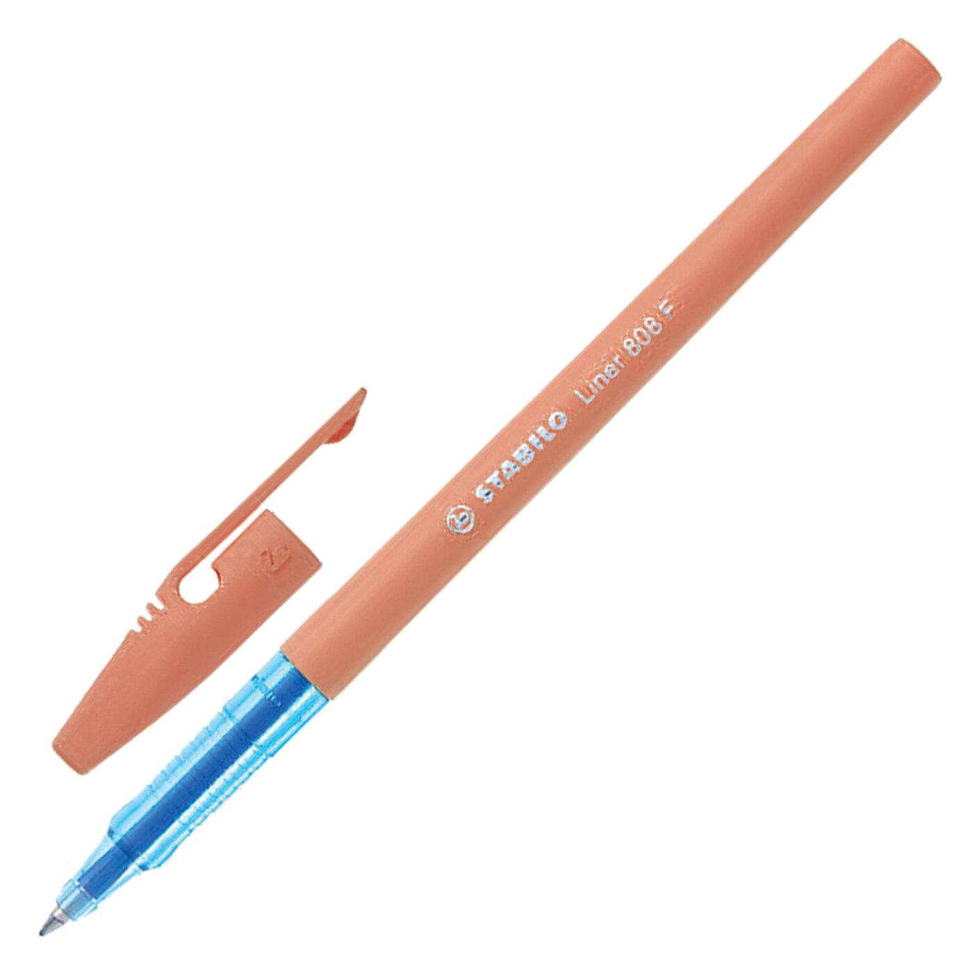 Ручка шариковая синяя 0,30mm STABILO "Liner" корпус персиковый 143288