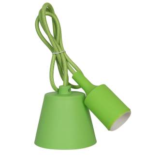 Эл. Патрон Е27 подвесной силиконовый со шнуром зеленый