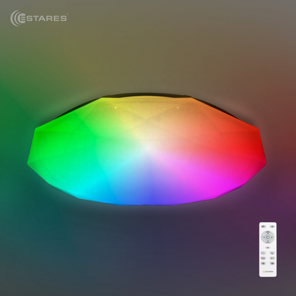 Светильник светодиодный ALMAZ 60W RGB R-493-SHINY/WHITE пульт управления мощность/цветность свечения