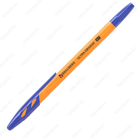 Ручка шариковая синяя 0,35mm BRAUBERG "ULTRA ORANGE" 143562