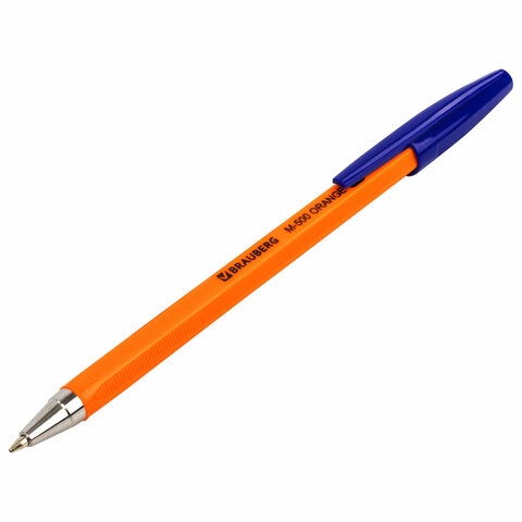 Ручка шариковая синяя 0,35mm BRAUBERG "M-500 ORANGE" 143448