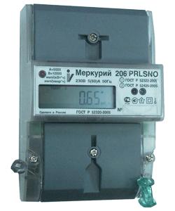 Счетчик электроэнергии 1-фазный Меркурий 206 N 5-60А, 230 Вольт, ЖКИ, DIN (многотарифный)