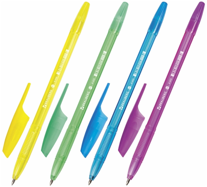 Ручка шариковая синяя 0,35mm BRAUBERG "X-333" PASTEL 142830