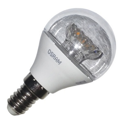 Лампа светодиодная свеча Е14  6,0Вт 220В 2700К теплая, прозрачный OSRAM 989