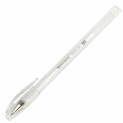 Ручка гелевая белая 0,5mm BRAUBERG "White Pastel" 143417