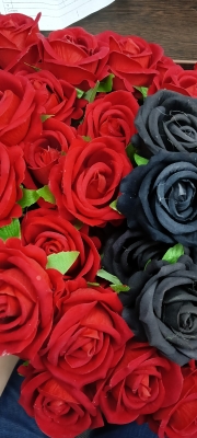 Цветы искуственные 50см Роза красная/черная