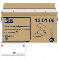 Полотенца бумажные 250 штук, TORK (Система H3) UNIVERSAL, белые, ZZ (V-сложение), 120108