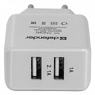 Зарядное устройство сетевое USB 2 порта 220V Defender EPA-12 220V->5V 1A/2A