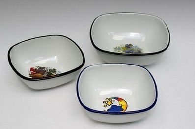 Миска эмаль 0,6л квадратная с декором 01-0305К/4