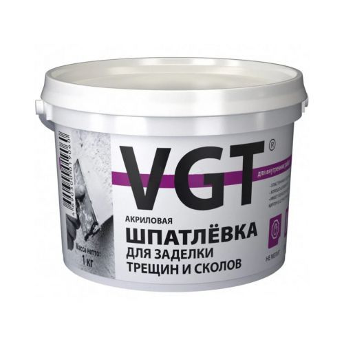 Шпатлевка акриловая VGT воднодисперсионная для заделки трещин и сколов внутренних работ 1кг