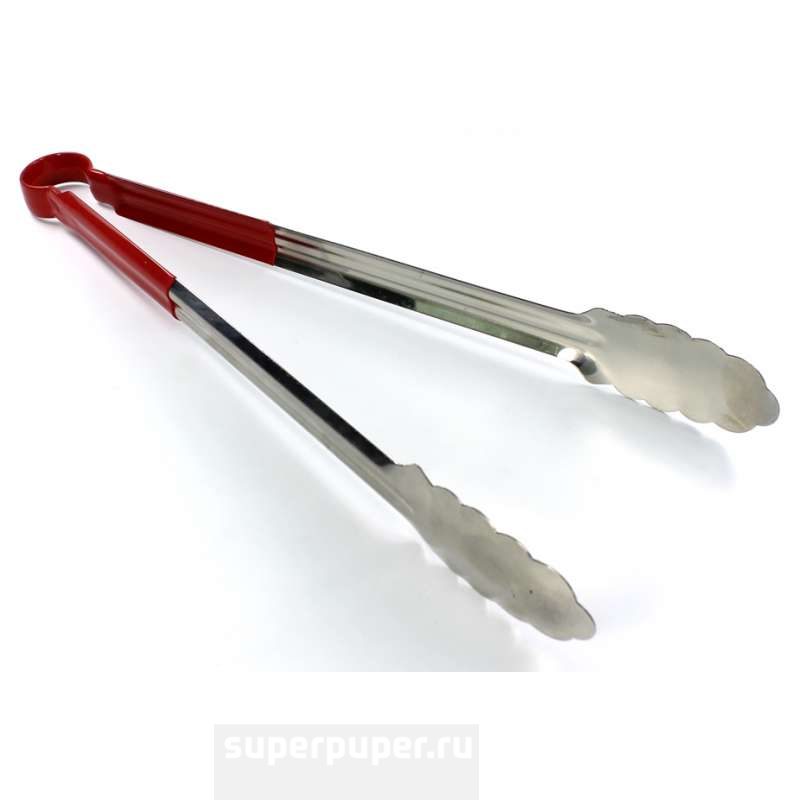 Щипцы кулинарные металлические с пластиковыми ручками 36см