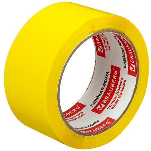 Скотч цветной жёлтый 48 мм х 66 м, 45 микрон, BRAUBERG, 440141