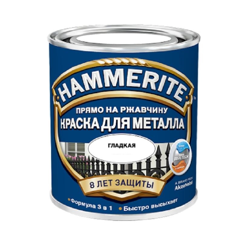 Краска Хаммерайт (Hammerite) по ржавчине гладкая серебро (2,5 л)