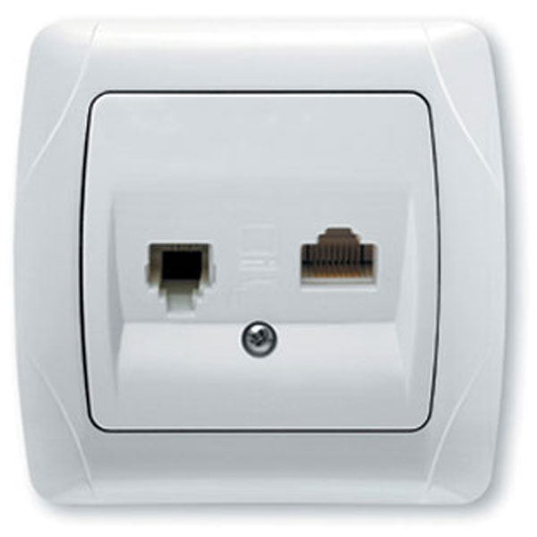 Розетка TF+комп. RJ 45 СУ ViKo Carmen двойная (90561035) белый