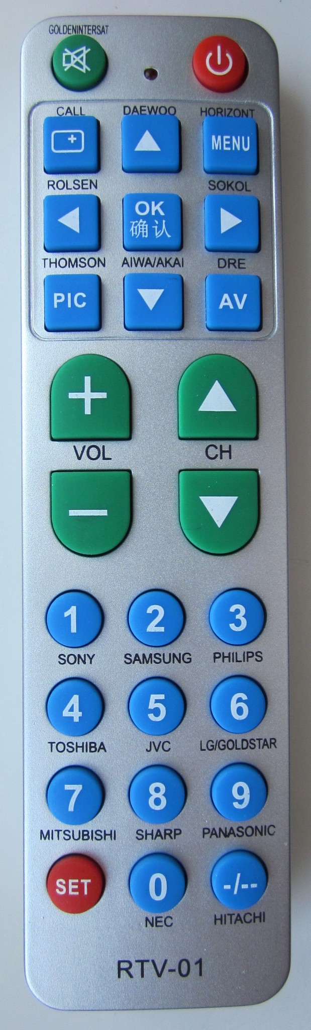 Пульт универсальный для телевизоров RuTV-ST01(большие кнопки)