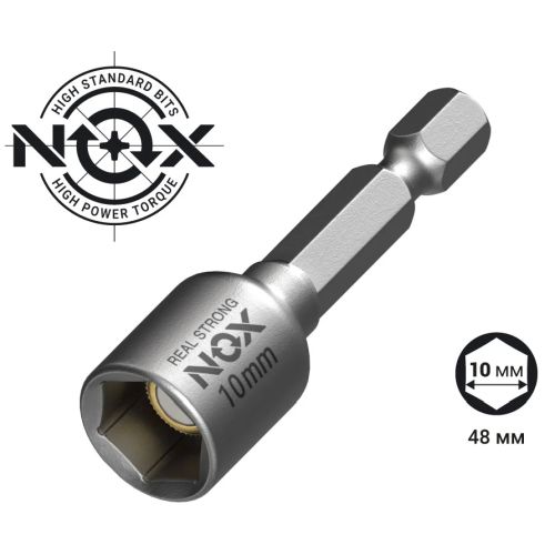 Бита насадка для кровельных саморезов 10 мм, 48 мм NOX NUT SETTER 551002