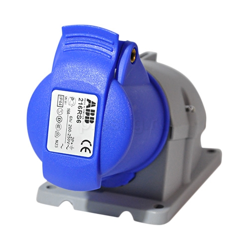 Силовая розетка на стену с крышкой ABB 216 RS6 2P+PE 16А IP44
