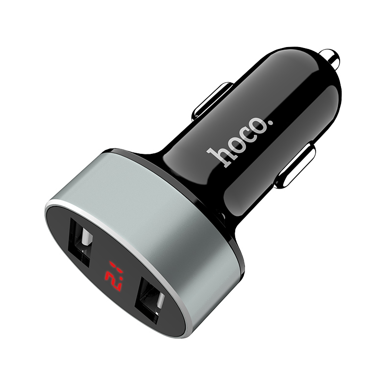 Автомобильное зарядное устройство в прикуриватель USB 2 вых. 2.1A HOCO с индикацией Z26