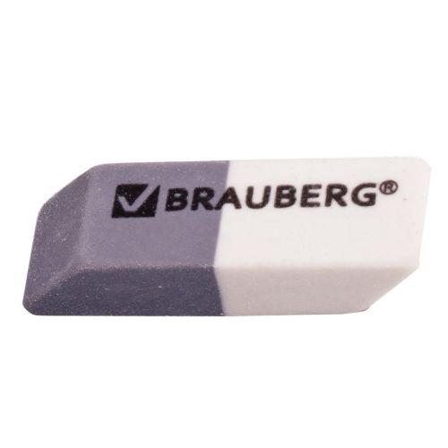 Ластик BRAUBERG 41х14х8 мм, серо-белый, прямоугольный, скошенные края, 222461