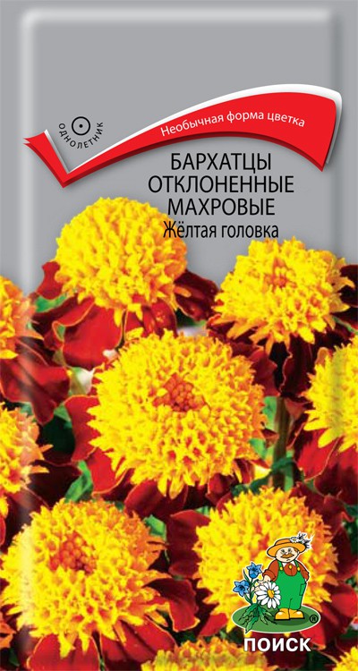 Семена Цветы Бархатцы Желтая головка, 0,4г., Поиск