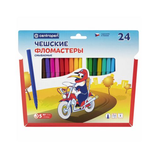 Фломастер 24 ЦВЕТА CENTROPEN "Пингвины" 150058