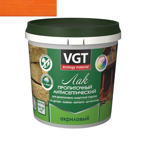 Лак VGT акриловый пропиточный антисептический 0,9кг красное дерево