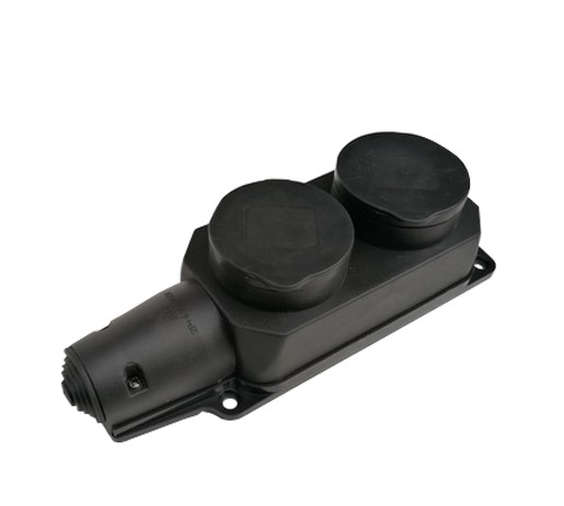 Блок электроустановочный каучук 2 розетки ОУ з/к 16А IP44 IN HOME 9322