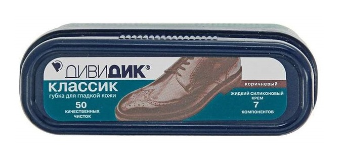 Губка для обуви Дивидик для кожи коричневый