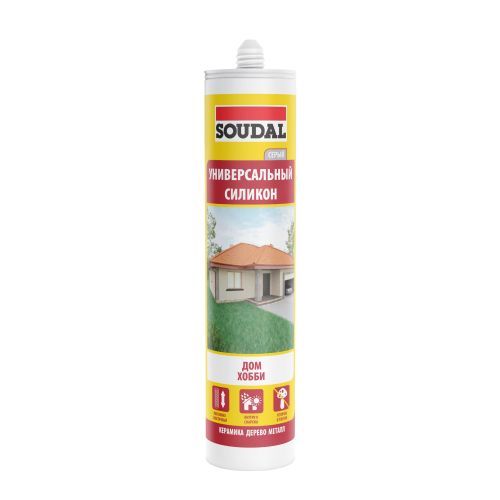 Герметик силиконовый SOUDAL универсальный (280 мл) серый 
