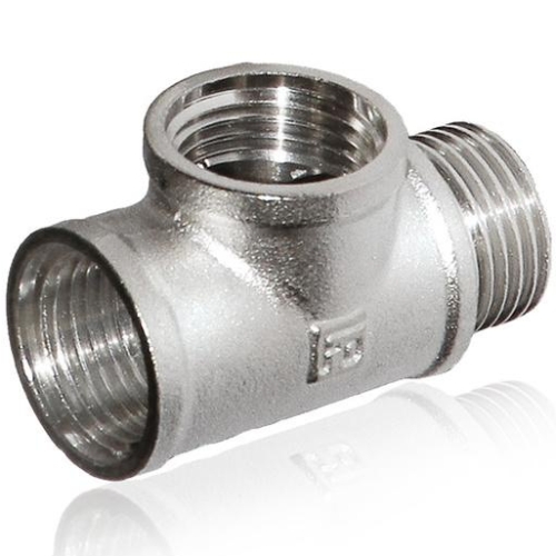 Тройник никель  1/2"(15мм) нар.-вн.-вн.