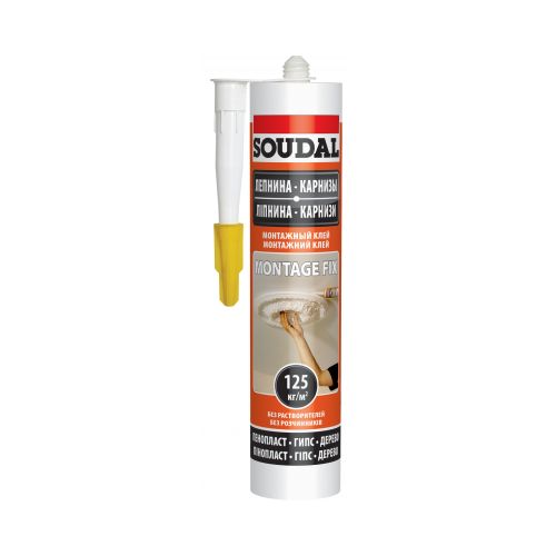 Клей ЖГ SOUDAL MONTAGE FIX монтажный (280 г) белый лепнина