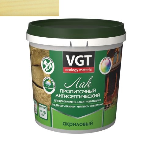 Лак VGT акриловый пропиточный антисептический 0,9кг сосна