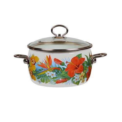 Кастрюля эмаль с ободком 2,0л TROPICANA VITROSS 1SC165S прозрачная крышка