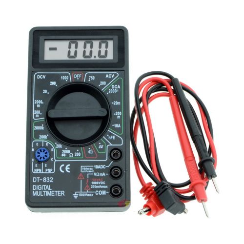 Тестер DT-832 мультиметр 750В перем. напр., 1000В пост напр., 10А, 2000кОм , диод 2,8В/1мА