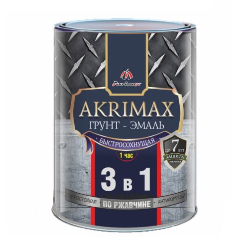 Краска алкидная Грунт-эмаль 3 в 1 быстросохнущая матовая AKRIMAX- РREMIUM, белая 0,8 кг
