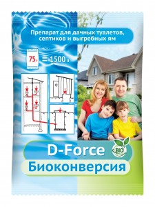 Средство для дачных туалетов и септиков D-Force Биоконверсия 75гр