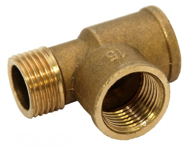 Тройник латунь  1/2"(15мм) нар.-вн.-вн.