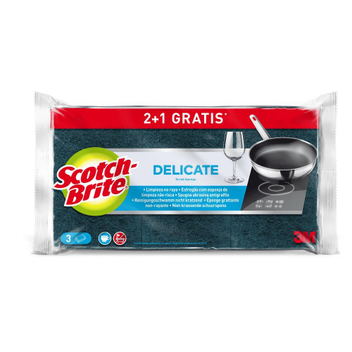 Губка для мытья посуды Scotch-Brite Delicat мягкая поролоновая 2+1 шт D-F-2+1