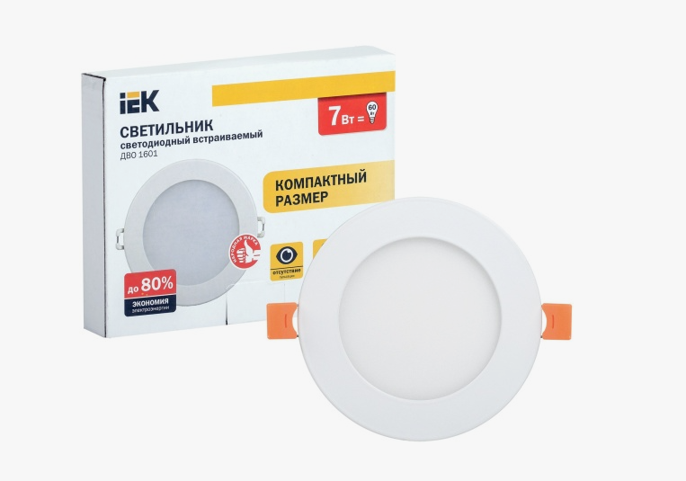 Свет. светод. встраиваемый LED ДВО 1601 белый круг 7Вт 3000K IP40 IEK
