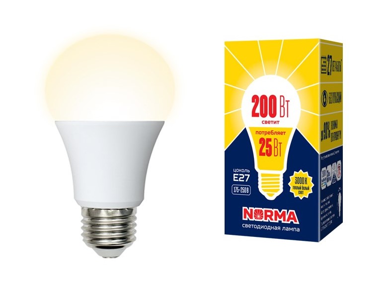 Лампа светод. A70 25 Вт Е27 220В 3000К теплая, матовая Volpe NORMA