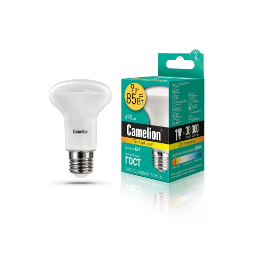 Лампа светодиодная R63 9,0Вт Е27 220в 3000К теплая Camelion