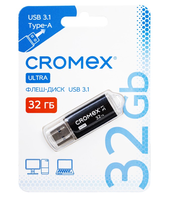 Флешка USB 3.1  32 Gb CROMEX Ultra черный 514163