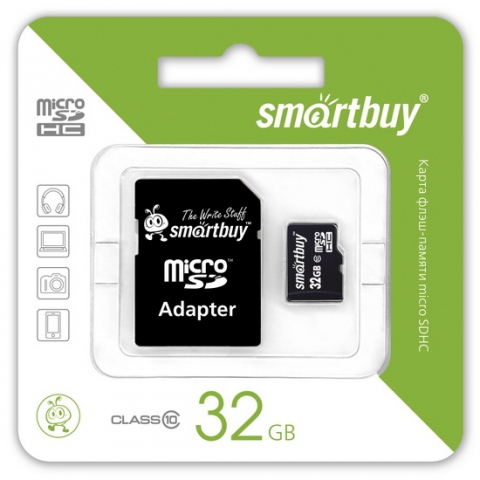Карта памяти  SmartBuy Micro SDHC 32 Gb Class 10 + adapt.