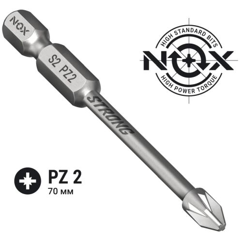 Бита насадка крестовая Pz2х 70 мм, торсионная NOX STRONG 337270