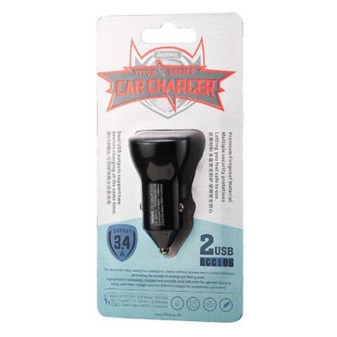 Автомобильное зарядное устройство в прикуриватель (АЗУ) USB 2-вых. Remax RCC106