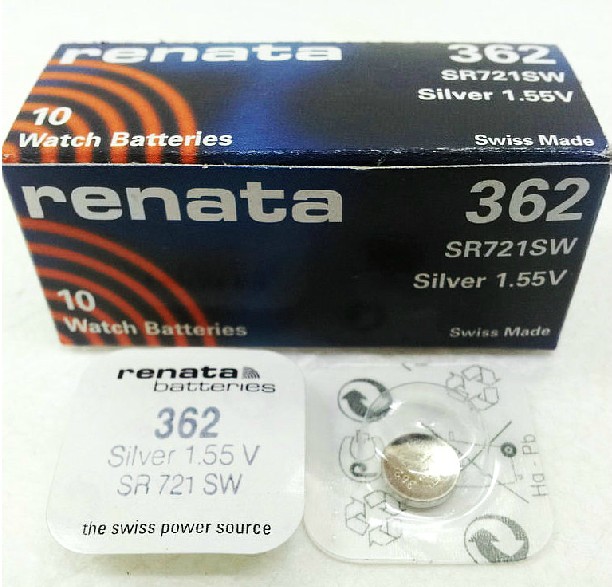 Батарейка таблетка 362 SR58 SR721SW Renata D- 7,9 H-2,1 серебро 