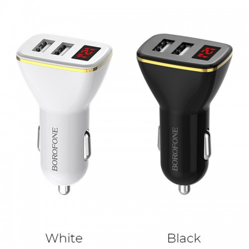 Автомобильное зарядное устройство в прикуриватель BOROFONE  USB 2 порта с индикацией BZ11